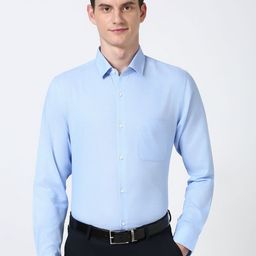 Peter England Men Spread Collar Solid Cotton Slim Fit Casual Shirt-picture-11