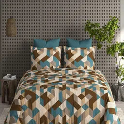 CHICERY Brown & Blue Floral Heavy Winter 350 GSM Double Bed Comforter-image-21