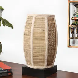 Aura Beige & Off White Textured Wooden Table Lamp-picture-16