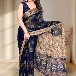 MAGNEITTA Floral Printed Pure Chiffon Saree-53