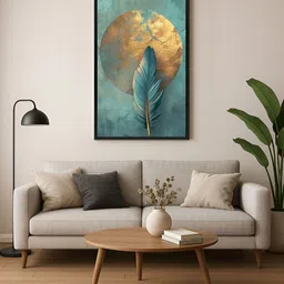 999Store Green & Gold-Toned 1 Piece Canvas Floral and Botanical Wall Paintings-35