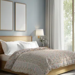 The Rajwadi Feather Light White Ethnic Motifs Pure Cotton 90 GSM AC Room Double Bed Quilt-image-80