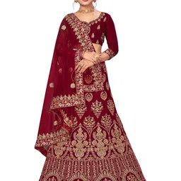 Maroosh Embroidered Thread Work Unstitched Lehenga & Blouse With Dupatta-image-72