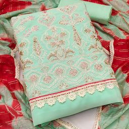 SAINOOR Embroidered Silk Georgette Semi-Stitched Dress Material-image-74