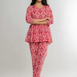 Krati Creations Printed Pure Cotton Top With Trouser Co-Ords-picture-24