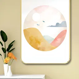 SAF White & Peach Abstract Printed Wooden Wall Art-picture-5