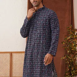 Jompers Men Geometric Embroidered Sequinned Kurta-image-99