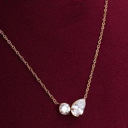 PALMONAS Gold-Plated CZ Studded Waterproof and Anti-Tarnish Stainless Steel Necklace-image-21
