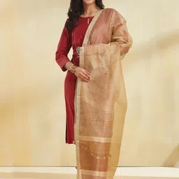Fabindia Striped Woven Design Dupatta Tasselled Border-picture-16