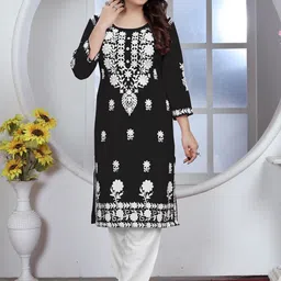 KALINI Women Floral Embroidered Regular Chikankari Kurta with Palazzos-29