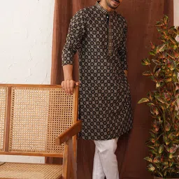 Jompers Men Embroidered Regular Sequinned Kurta with Pyjamas-picture-12