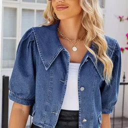 StyleCast Women Crop Denim Jacket with Embroidered-image-26