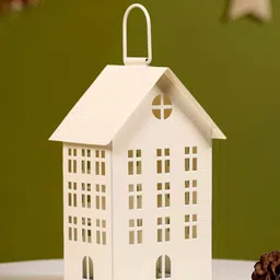 Nestasia Off White House Lantern With Handle Candle Holder-45
