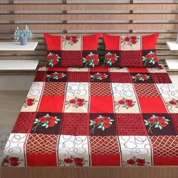 Urban Magic Red & Black Floral Printed 130 TC Queen Bedsheet Set- 2.15 m x 2.10 m-image-21