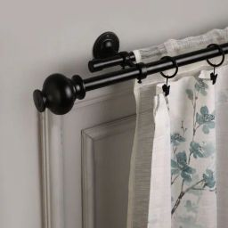 the decor mart Black Iron 48-88 Inches Expandable Curtain Rod with Accessories-picture-41