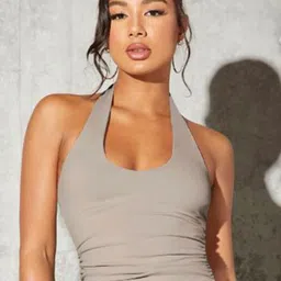Lavaya Women Solid Halter Neck Fitted Crop Top-image-71