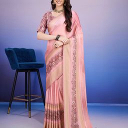 Rekha Maniyar Floral Zari Pure Crepe Block Print Saree-image-15