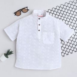 BAATCHEET Boys Floral Woven Design Above Knee Kurta-image-43