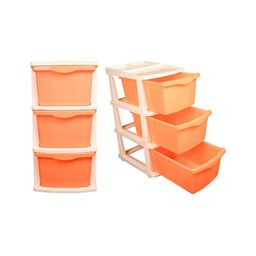 Parasnath Boxo Orange Colored 3 Layer Modular Drawer Storage Organisers With Wheels image 4