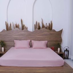 BELIHODE Pink 300 TC King Bedsheet with 2 Pillow Covers-image-1