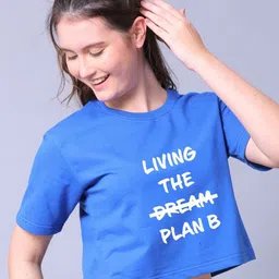 Lazy Lush Women Typography Printed Cotton Crop Top-image-76