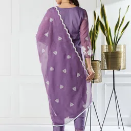MOKOSH Women Embroidered Regular Thread Work Kurta with Trousers & With Dupatta image 2