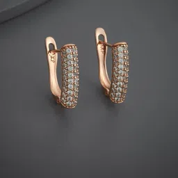 Kushal's Fashion Jewellery Rose Gold-Plated Party Zircon Hoop Earrings-39