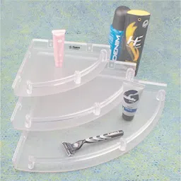 Acrylic Unbreakable Wall Mount 3Layer Transparent Corner Shelf for Bathroom Plastic Wall Shelf-24