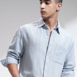 HIGHLANDER Men Spread Collar Textured Casual Shirt-image-5