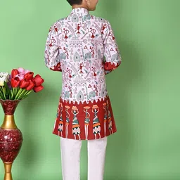 NFC CREATION Boys Printed Regular Dupion Silk Kurta with Pyjamas image 3