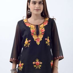 TROMBOO Floral Embroidered Pure Cotton Kurti-image-51