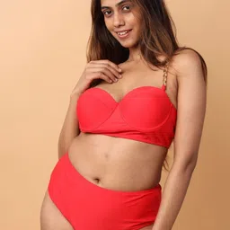 WomanLikeU Red Chain-Strap Bikini Set-image-68