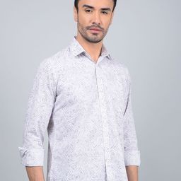 Crimsoune Club Men Classic Fit Spread Collar Geometric Printed Cotton Casual Shirt-image-98