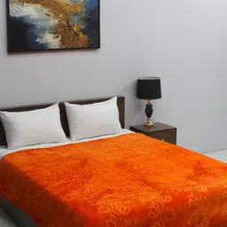 CHICERY Orange Floral Mink Heavy Winter Double Bed Blanket-image-39