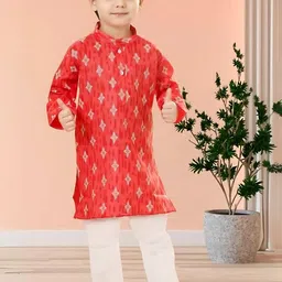 DIGI FASHION Kids-Boys Cotton Blend Self Design Kurta Sets-image-90