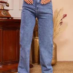 Glossia Women Comfort Straight Fit High-Rise Clean Look No Fade Stretchable Jeans-picture-35