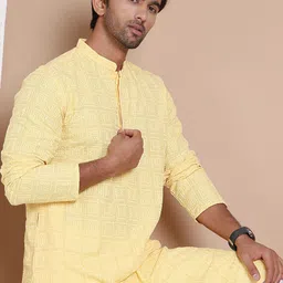 Jompers Men Embroidered Regular Sequinned Kurta with Pyjamas image 1