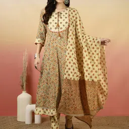 Sangria Printed Anarkali Kurta With Trousers & Dupatta-image-57
