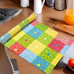 REVEXO Green & Blue Printed Water-Resistant Shelf Liner-50