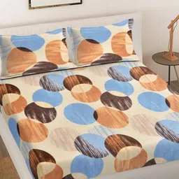Myntra Elegant Homes Cream Printed Woollen 300 TC Fitted King Bedsheet Set 2.5 x 2.2 m-picture-17