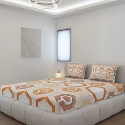 Monte Carlo Orange & White Geometric Printed 144 TC King King Bedsheet Set 1.85 m x 1.95 m-image-57
