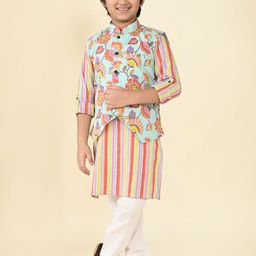 LIL PITAARA Boys Ethnic Motifs Printed Regular Pure Cotton Kurta with Pyjamas-51