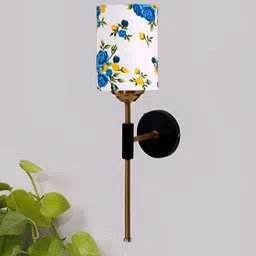 Devansh White & Blue Printed Metal Traditional Abstract Shaped Shaped Wall Lamp-image-21