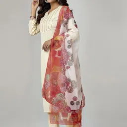 Anouk Rustic Women Embroidered Pleated Sequinned Kurta with Trousers & With Dupatta image 5