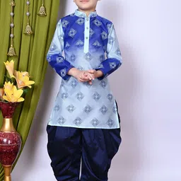 Cae Boys Printed Regular Dupion Silk Kurta with Patiala-47