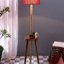 Devansh Brown & Maroon Wooden Floor Lamp-33