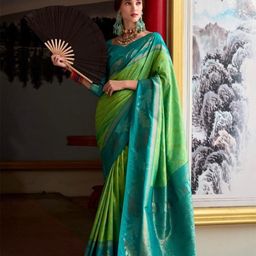 SHOP DROP Floral Woven Design Pure Silk Banarasi Saree-image-88