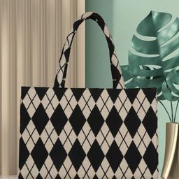 MINI WESST Checked Structured Tote Bag with-52