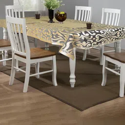 Kuber Industries Gold-Toned Floral Cotton 6-Seater Table Cover-50