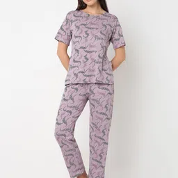 Smarty Pants Women Floral Printed Top & Pyjamas Night suit-image-13